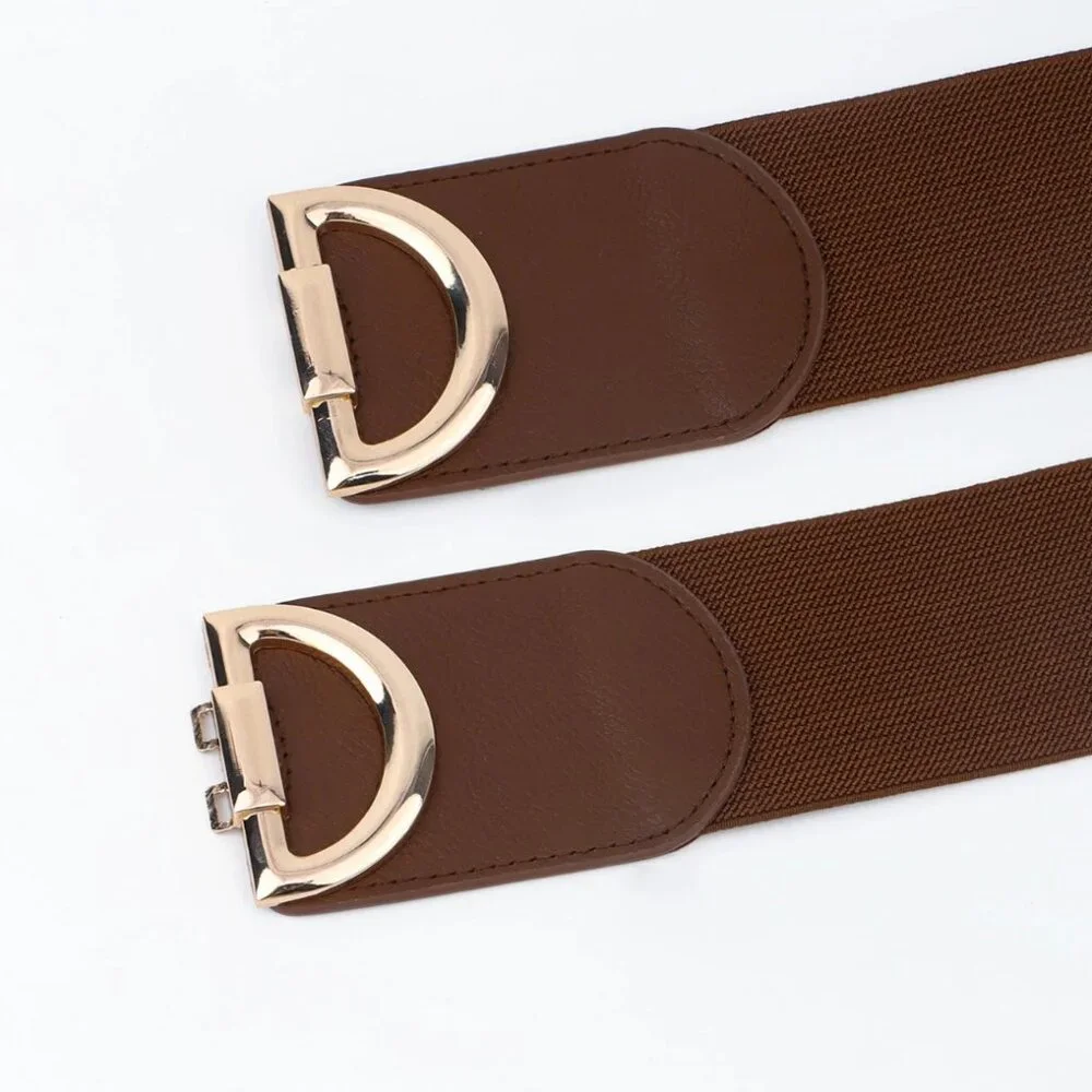 D Elastic Belt Wide Belt Brown